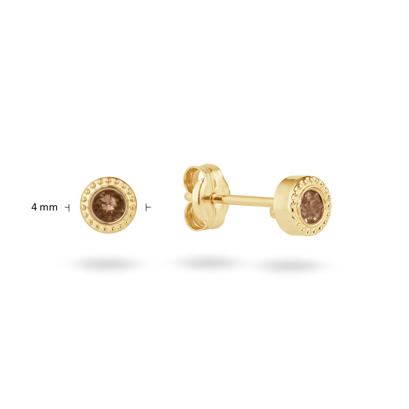 jackie-gold-kirstenbosch-jke26-613-14-karaat-gouden-oorknopjes-met-bruine-rookkwarts-diameter-4-mm