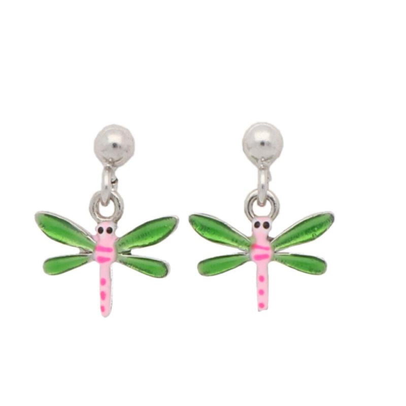 lapetra-lpoh0085-emaille-oorhangers-met-groen-roze-libelle-van-zilver-5-mm-breed