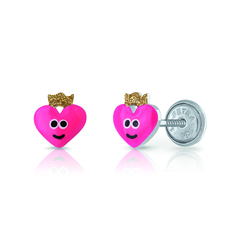 lapetra-lpos0056-zilveren-emaille-kinderoorknopjes-met-roze-hartjes-en-kroon-5-mm-breed