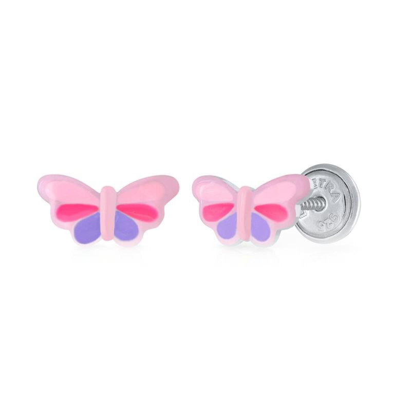 lapetra-lpos0059-zilveren-kinderoorknopjes-met-roze-vlinder-van-emaille-8-mm-breed
