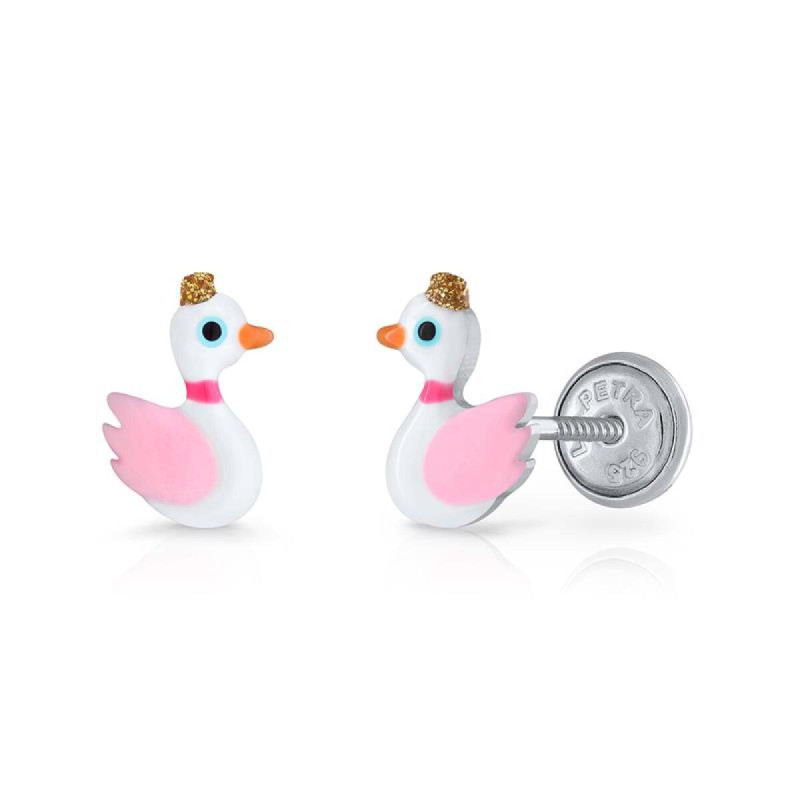 lapetra-lpos0073-zilveren-kinderoorknopjes-met-zwaan-en-goudkleurige-hoed-4-mm-breed