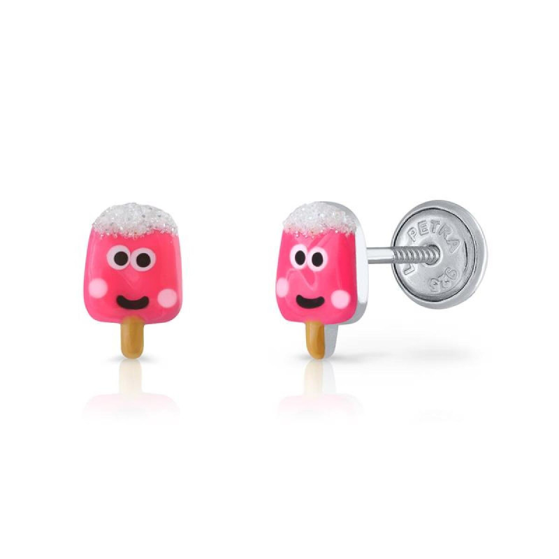 lapetra-lpos0103-roze-emaille-oorknopjes-met-ijsje-zilver-hoogte-9-mm