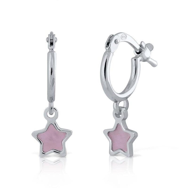 lapetra-lppo0022-zilveren-oorringen-met-roze-ster-hanger-voor-kinderen-5-mm-breed