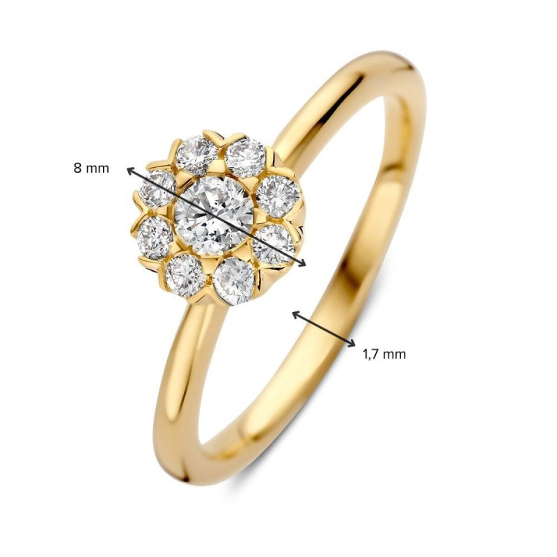 14-karaat-gouden-bloemvormige-entourage-ring-met-diamanten-0-41-crt-8-mm-breed