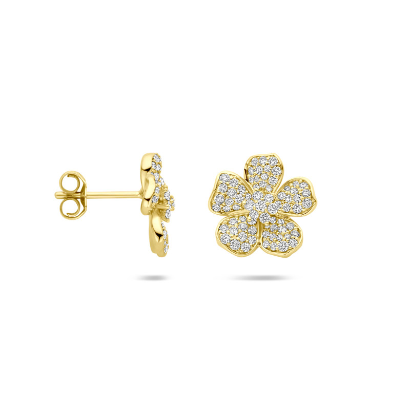 14-karaat-gouden-diamanten-oorknopjes-met-bloem-0-7-crt-12-mm-breed-hoogte-12-mm