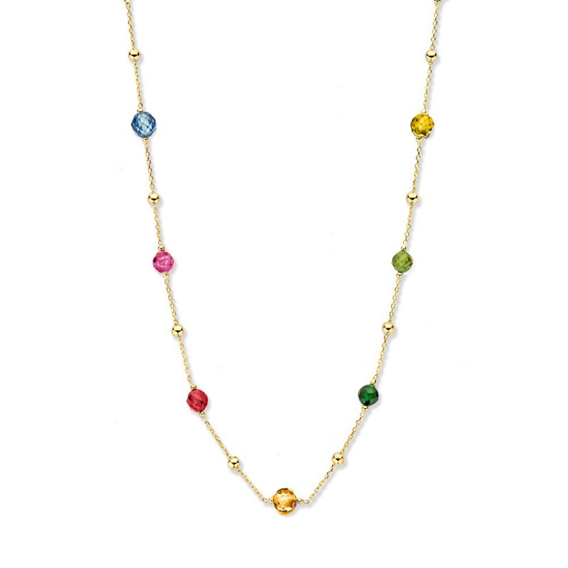 14-karaat-gouden-ketting-met-multicolor-zirkonias-en-bolletjes-lengte-45-cm