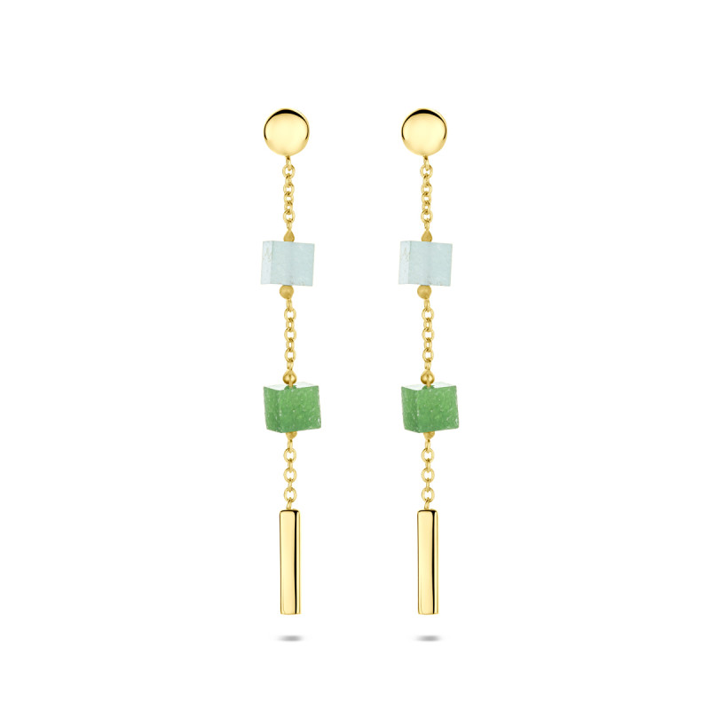 14-karaat-gouden-oorhangers-met-blauwe-en-groene-kwartsiet-kubus-stenen-hoogte-46-mm
