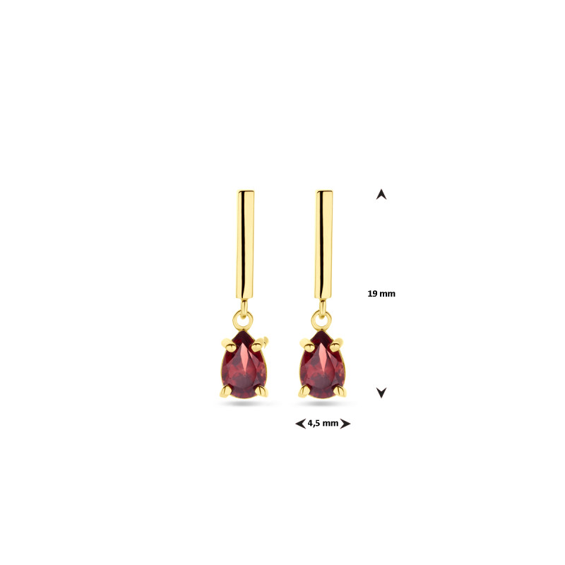 14-karaat-gouden-oorhangers-met-rode-granaat-in-druppelvorm-hoogte-19-mm