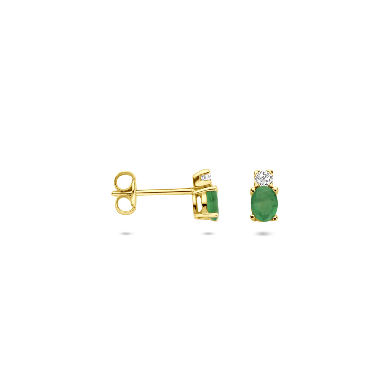 14-karaat-gouden-oorknopjes-met-groene-smaragd-en-zirkonia-3-mm-breed-hoogte-6-mm