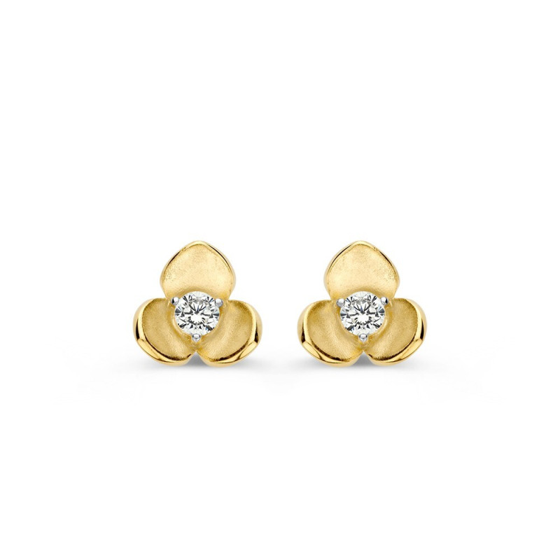 14-karaat-gouden-oorknopjes-met-matte-bloemen-en-zirkonia-diameter-7-mm