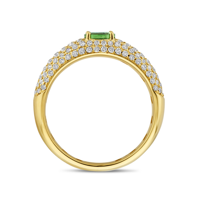 14-karaat-gouden-ring-met-groene-tsavoriet-en-0-65-crt-diamant-5-5-mm-breed