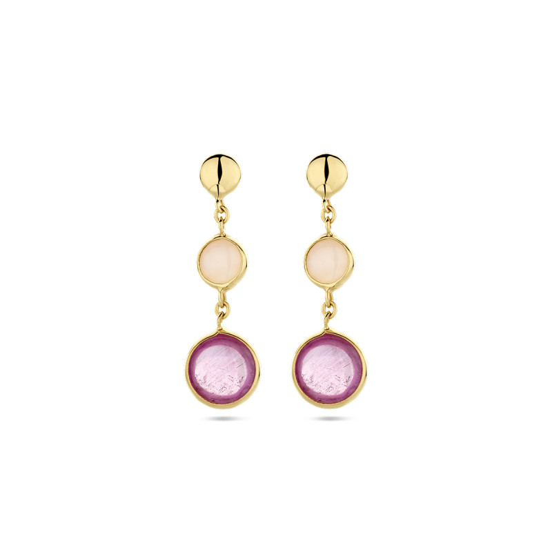 14-karaat-gouden-ronde-oorhangers-met-roze-opaal-en-rode-robijn-6-5-mm-x-22-mm
