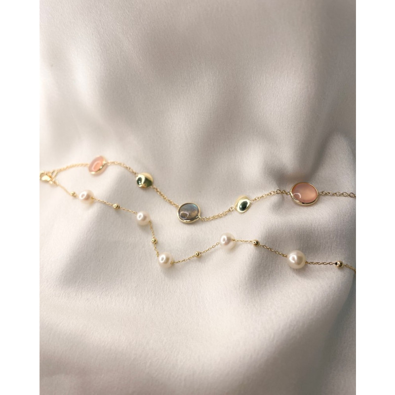14-karaat-gouden-schakelarmband-met-labradoriet-en-rozekwarts-lengte-19-cm