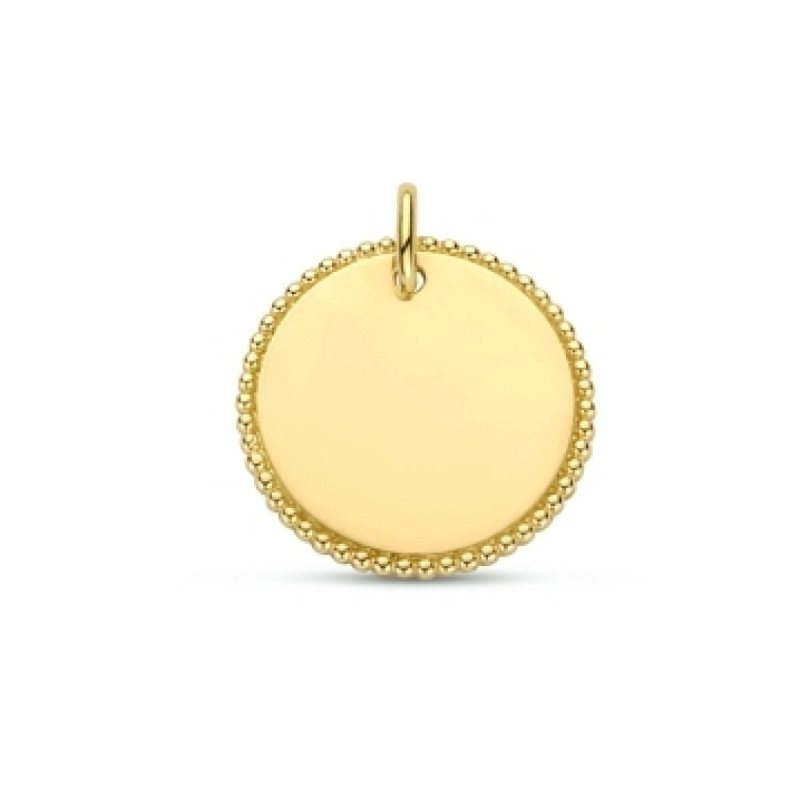 9-karaat-goudkleurige-graveerhanger-met-klassieke-bolletjes-rand-diameter-16-mm