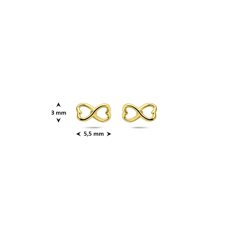 9-karaat-goudkleurige-oorknopjes-met-hartjes-infinity-teken-5-5-mm-breed-hoogte-3-mm