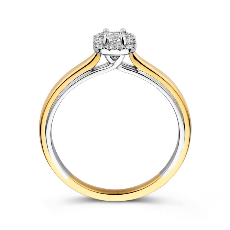 bicolor-14-karaat-halo-ring-met-rechthoekige-transparante-diamant-0-33-crt