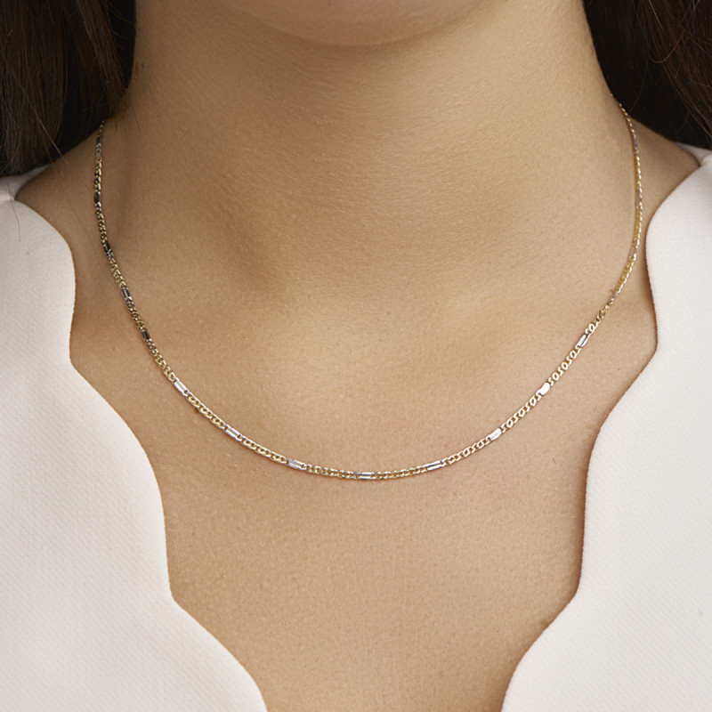 bicolor-14-karaat-schakelketting-met-glanzende-valkenoog-schakels-1-9-mm-breed-lengte-45-cm