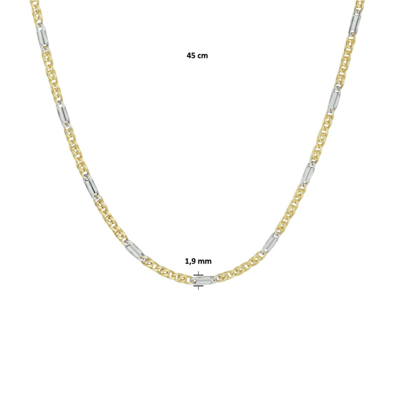 bicolor-14-karaat-schakelketting-met-glanzende-valkenoog-schakels-1-9-mm-breed-lengte-45-cm