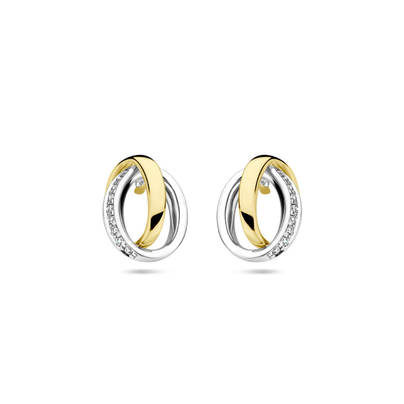 bicolor-gouden-oorstekers-met-twee-verweven-cirkels-en-diamanten-0-05-crt-7-5-mm-x-10-5-mm