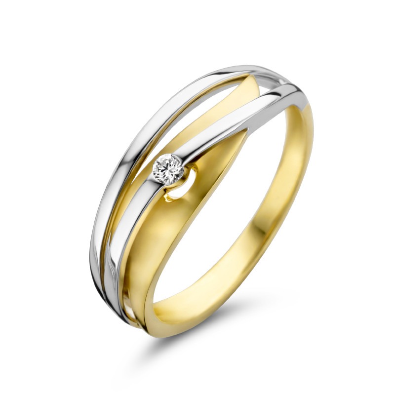 gouden ring witgoud en met diamant 0.04 crt Mostert Juweliers