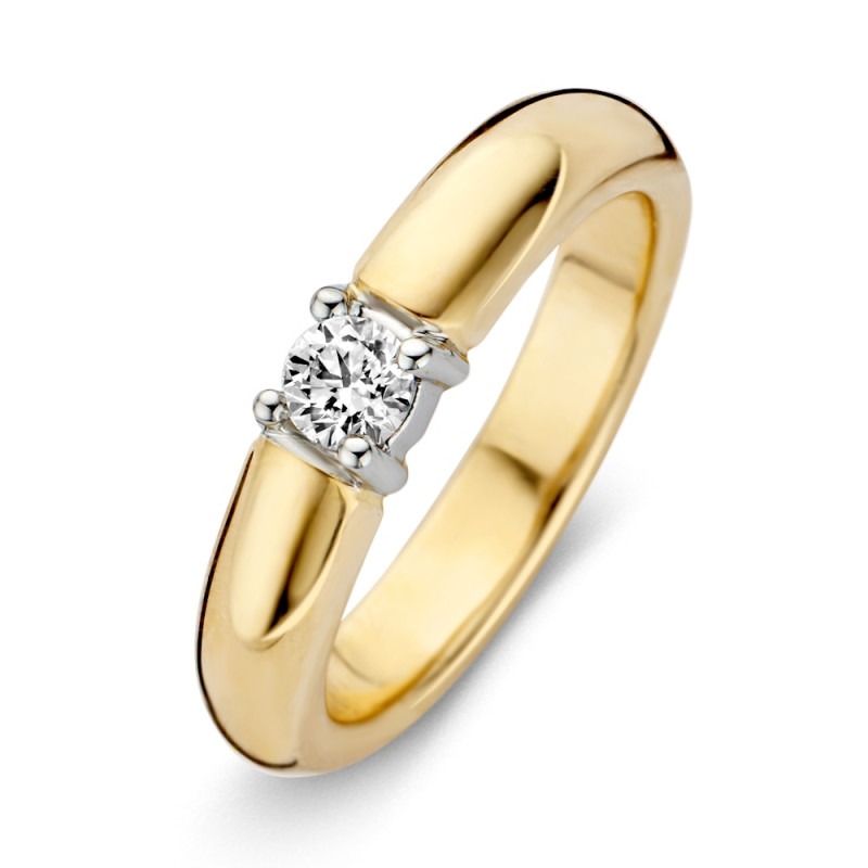 Iedereen omroeper kandidaat Bicolor ring met briljant geslepen diamant 0.24 crt. | Mostert Juweliers