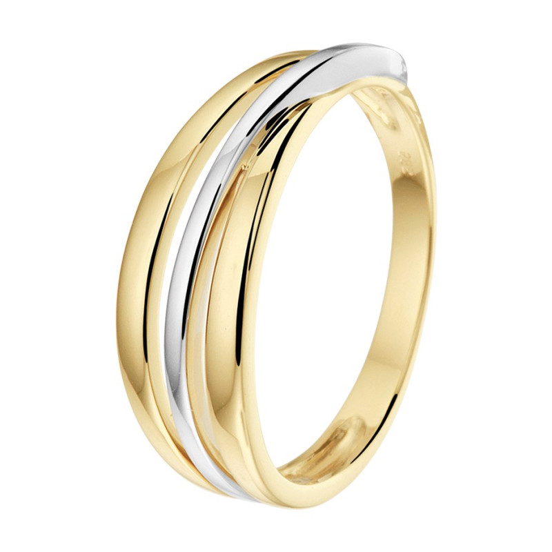 elegante-crossover-ring-van-14-karaat-bicolor-goud-gladde-glanzende-oppervlakken-zonder-stenen