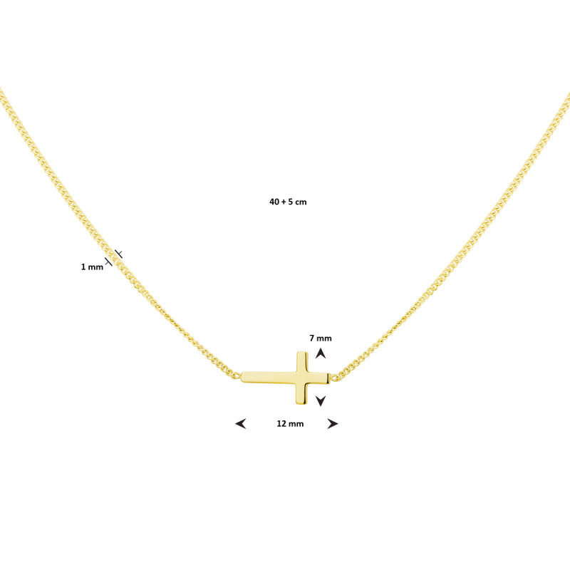 glanzende-goudkleurige-ketting-met-kruis-hanger-1-mm-breed-lengte-40-45-cm
