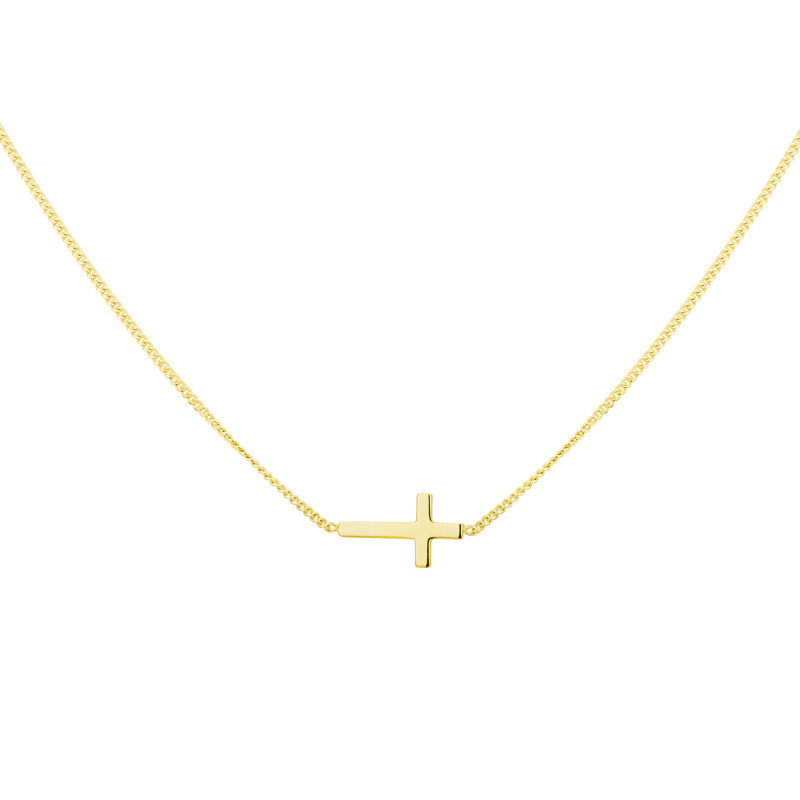 glanzende-goudkleurige-ketting-met-kruis-hanger-1-mm-breed-lengte-40-45-cm