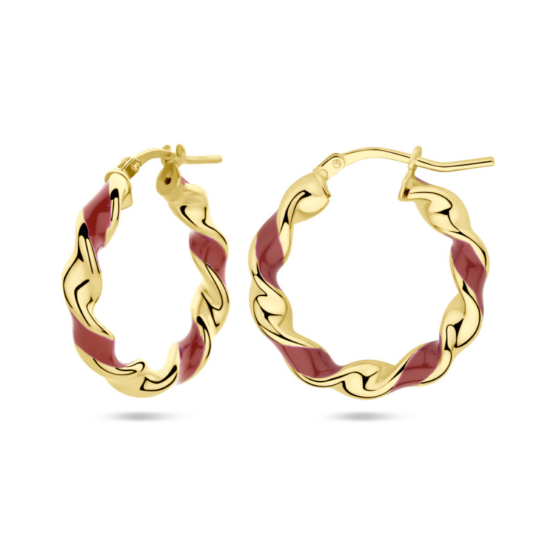 gold-plated-gedraaide-oorringen-met-rode-emaille-diameter-22-5-mm
