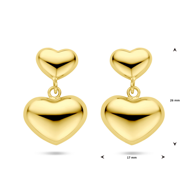 gold-plated-oorhangers-met-glanzende-kleine-en-grote-hartjes-hoogte-26-mm
