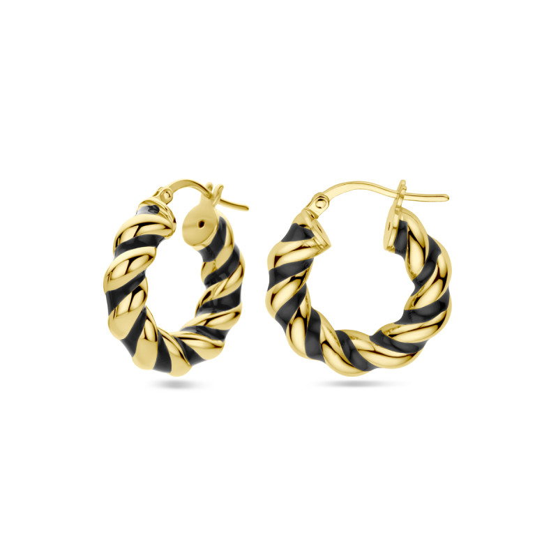 gold-plated-oorringen-gedraaid-en-verweven-met-zwarte-emaille-5-mm