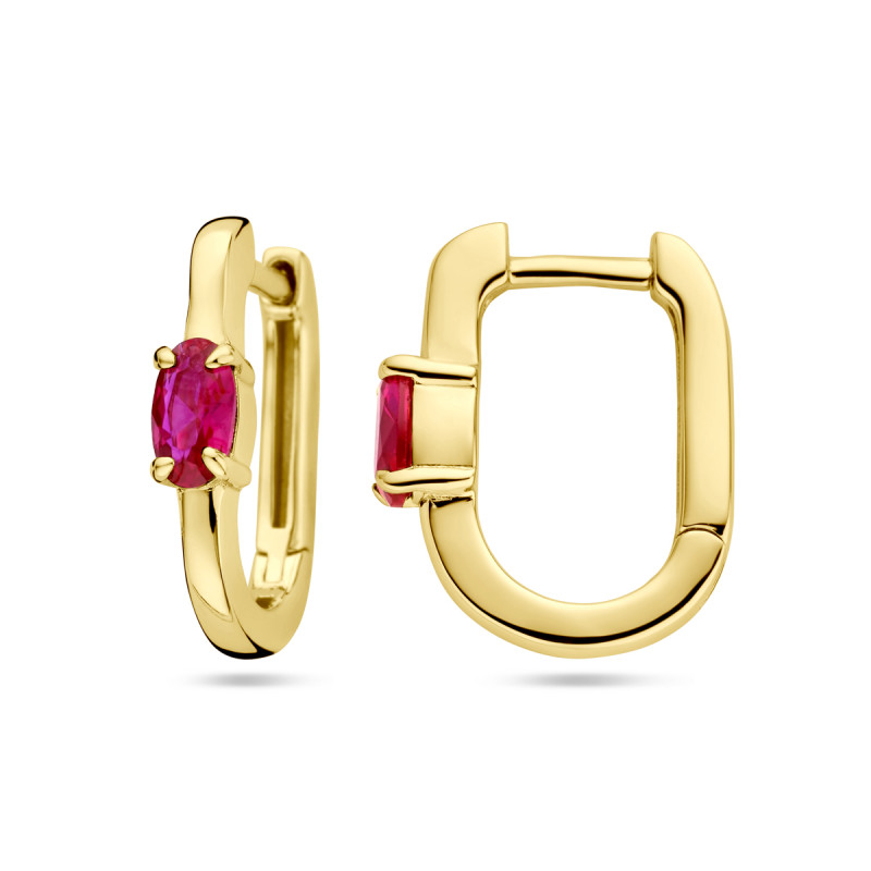 gold-plated-ovale-stekeroorringen-met-rode-zirkonia-3-mm-hoogte-14-5-mm