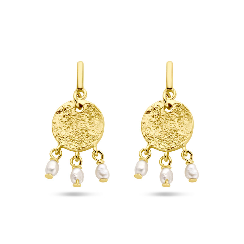 gold-plated-pareloorbellen-met-drie-parels-en-ronde-hanger-10-mm-x-25-mm