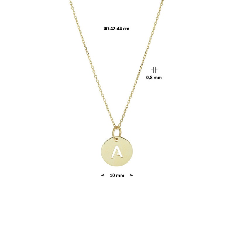 gouden-collier-met-ronde-letter-hanger-40-44-cm