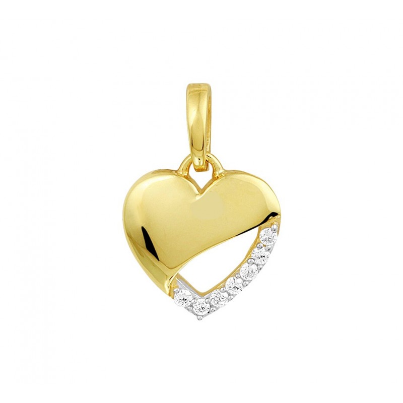 achtergrond Inleg Boodschapper Gouden hanger hart 11.5 mm x 12.5 mm zirkonia | Mostert Juweliers
