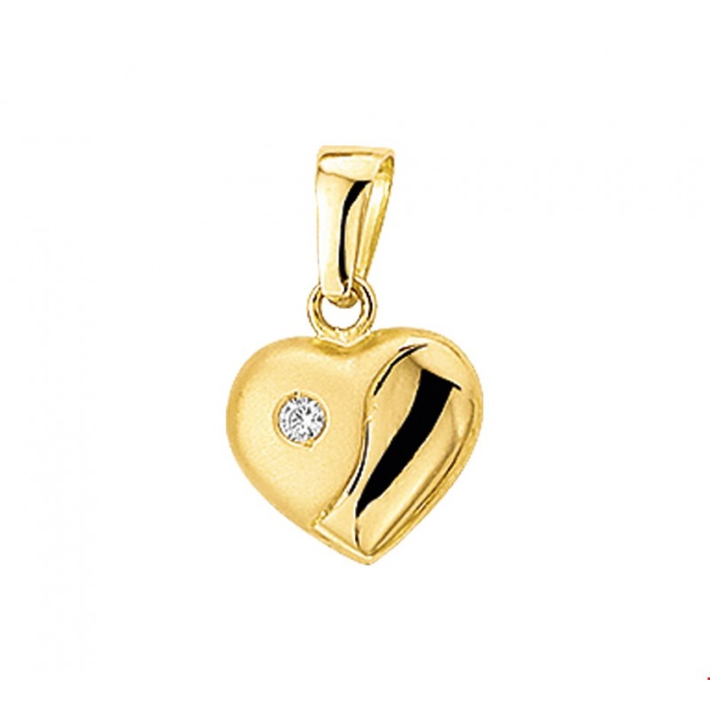 Dynamiek Uitgaand presentatie Gouden hanger hartje 10 mm zirkonia | Mostert Juweliers