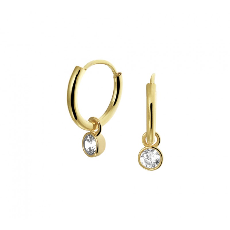 slagader diepte Inactief Gouden oorbellen met hanger zirkonia | Mostert Juweliers