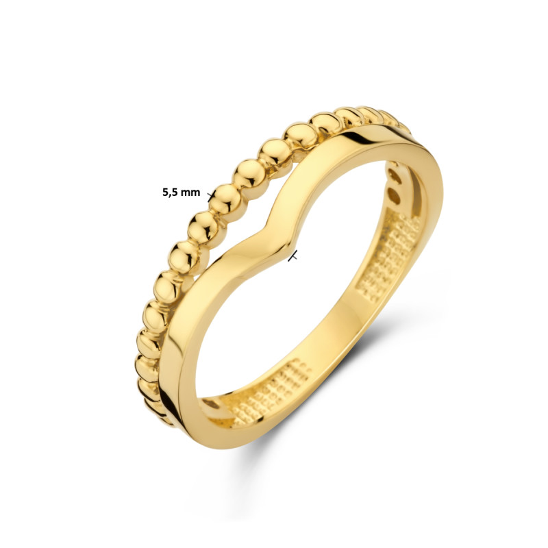 gouden-ring-met-bolletjes-en-v-vorm