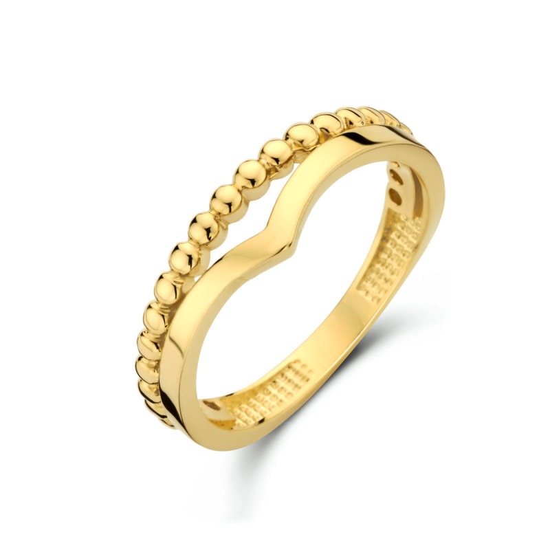 Gouden ring met bolletjes en v-vorm | Juweliers