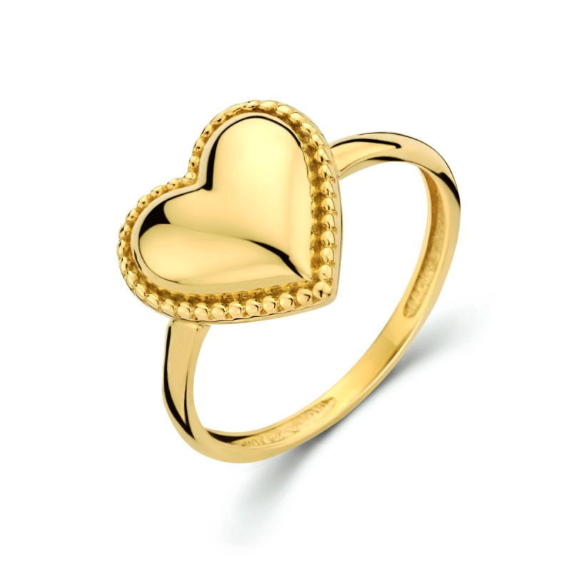 Gouden ring met hart en bolletjes | Juweliers