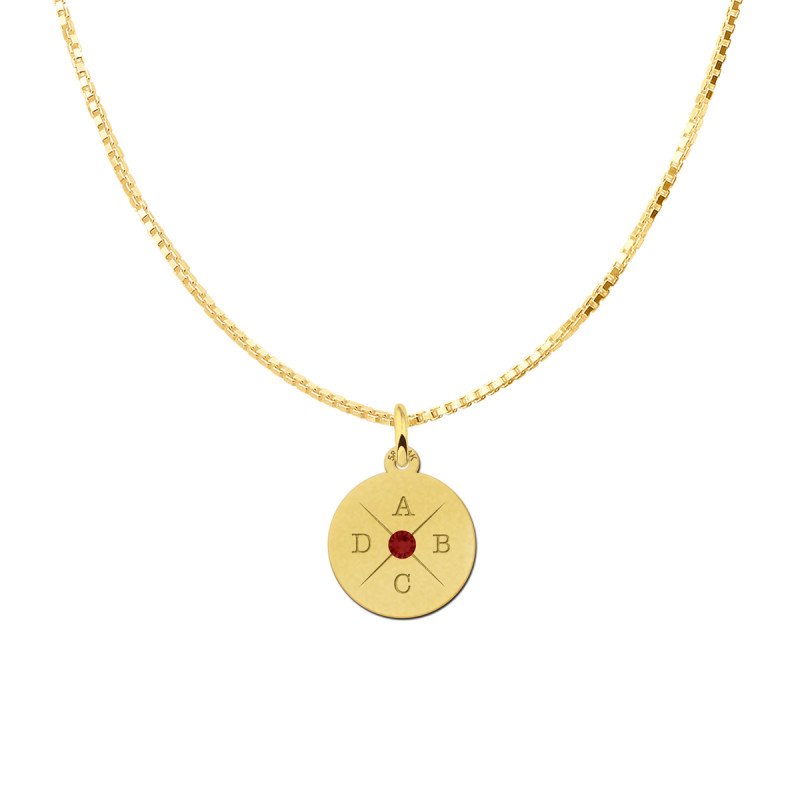 gouden-ronde-hanger-met-initialen-en-kleursteen-diameter-15-mm