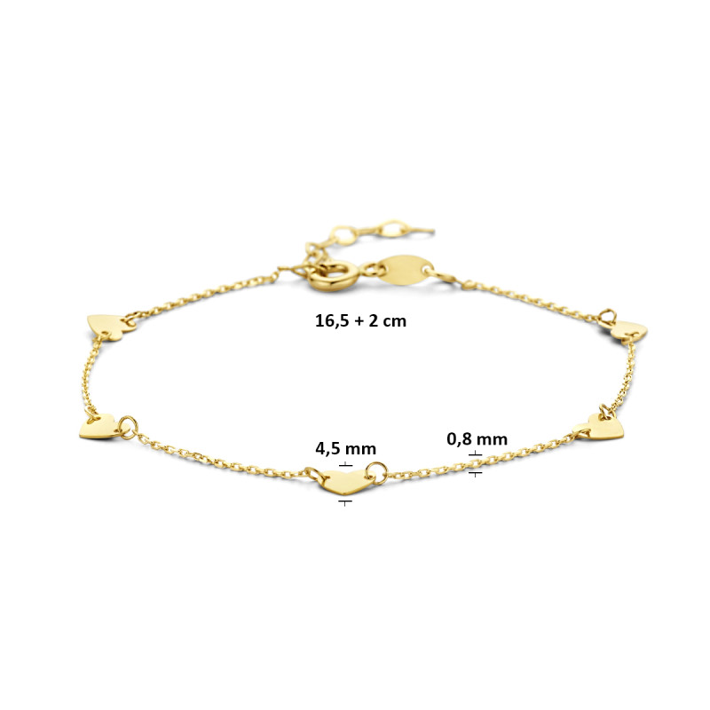 goudkleurige-9-karaat-armband-met-hartjes-4-5-mm-breed-lengte-16-5-18-cm