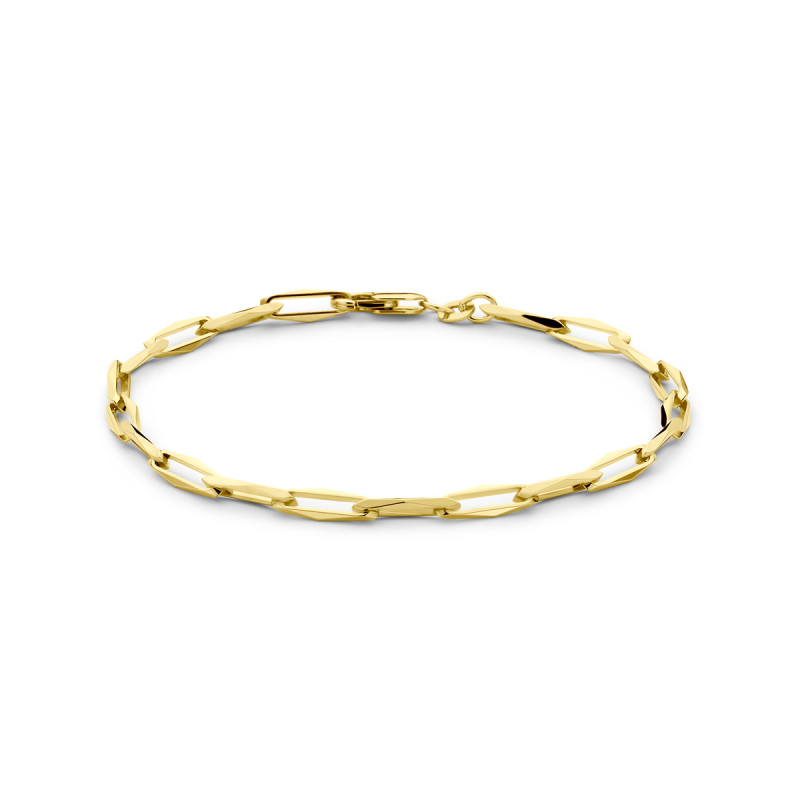 Armband Paperclip Vierkante Buis 4,5 Mm 19 Cm | Goudkleurig | Dames | 4.87 gr. €635,55 - Juwelier Jos