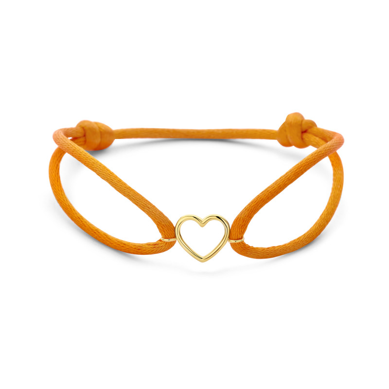 oranje-satijnen-koordarmband-met-14-karaat-gouden-hartje-12-mm-x-10-5-mm-lengte-13-26-cm