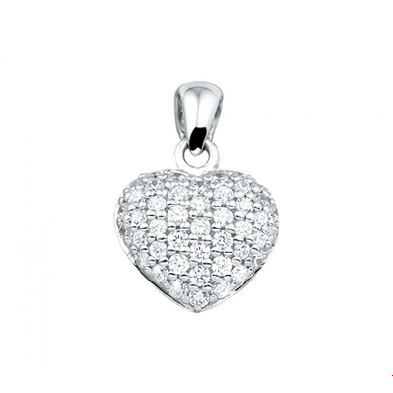 Buitenland weduwnaar verkoudheid Zilveren hanger hartje 14.5 mm x 14 mm zirkonia | Mostert Juweliers