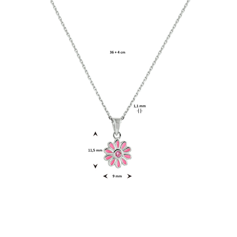 zilveren-ketting-met-roze-bloem-voor-kinderen-emaille-en-zirkonia-lengte-36-40-cm