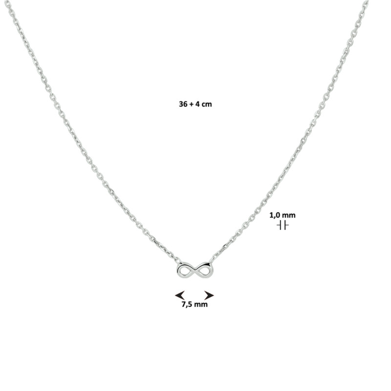 amor Ketting met hanger voor dames, 925 sterling zilver, kristalglas