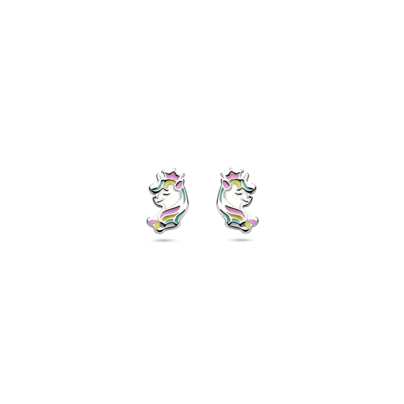 zilveren-kinderoorknopjes-met-eenhoorn-van-multicolor-emaille-5-mm-breed-hoogte-8-mm