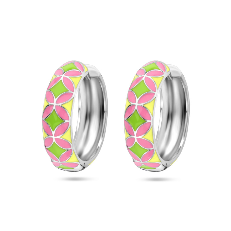 zilveren-klapoorringen-met-gekleurd-emaille-in-patroon-groen-geel-en-roze-6-5-mm-breed-diameter-22-mm