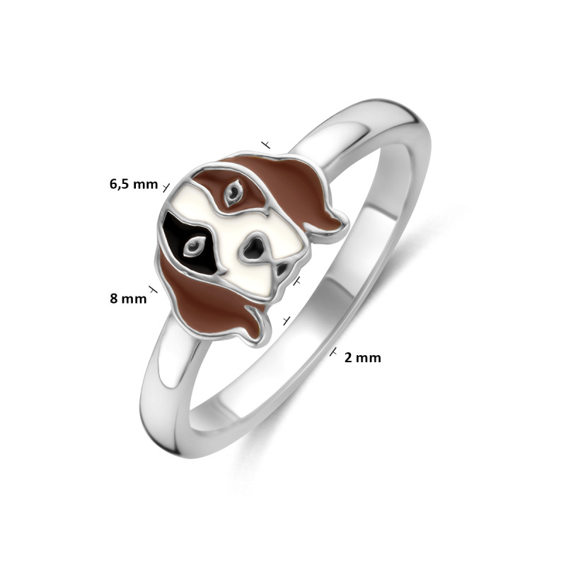 zilveren-ring-met-glanzend-hondenontwerp-van-multicolor-emaille-8-mm-breed